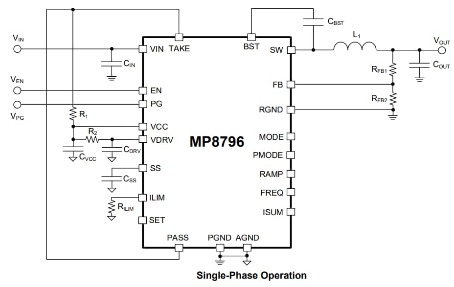 Application Circuit Diagram - Monolithic Power Systems (MPS) MP8796 Step-Down Converters